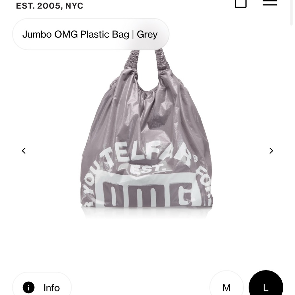 Telfar Jumbo OMG Plastic Bag | Grey - Picture 5 of 7